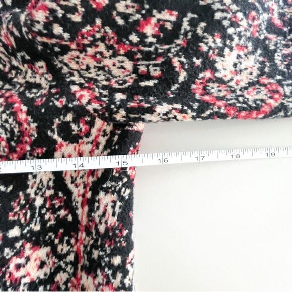 Billabong Open Cardigan Tapestry Knit Pattern Red Black Boho Hippy Women's 8 - Picture 5 of 7